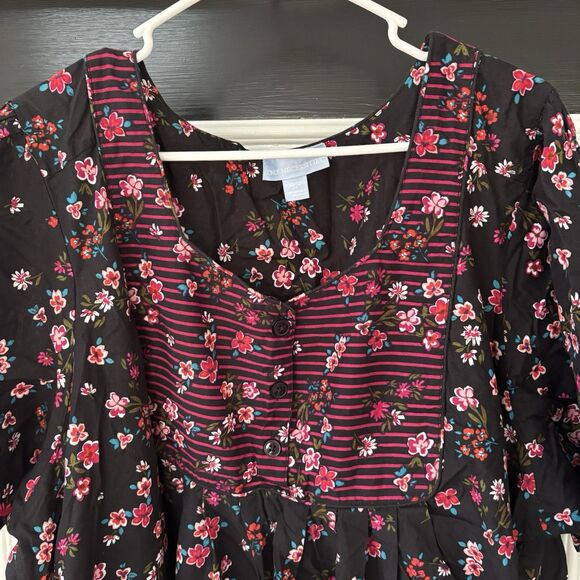 Only Necessities Dress Womens Size 3X Maxi Dress Black Floral Boho Short Sleeve - Picture 2 of 7